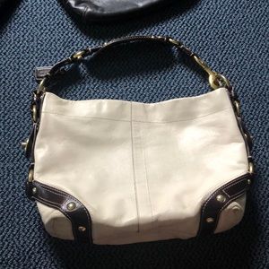 White leather coach bag